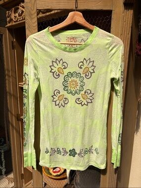 Free People Neon Floral Long Sleeve Top